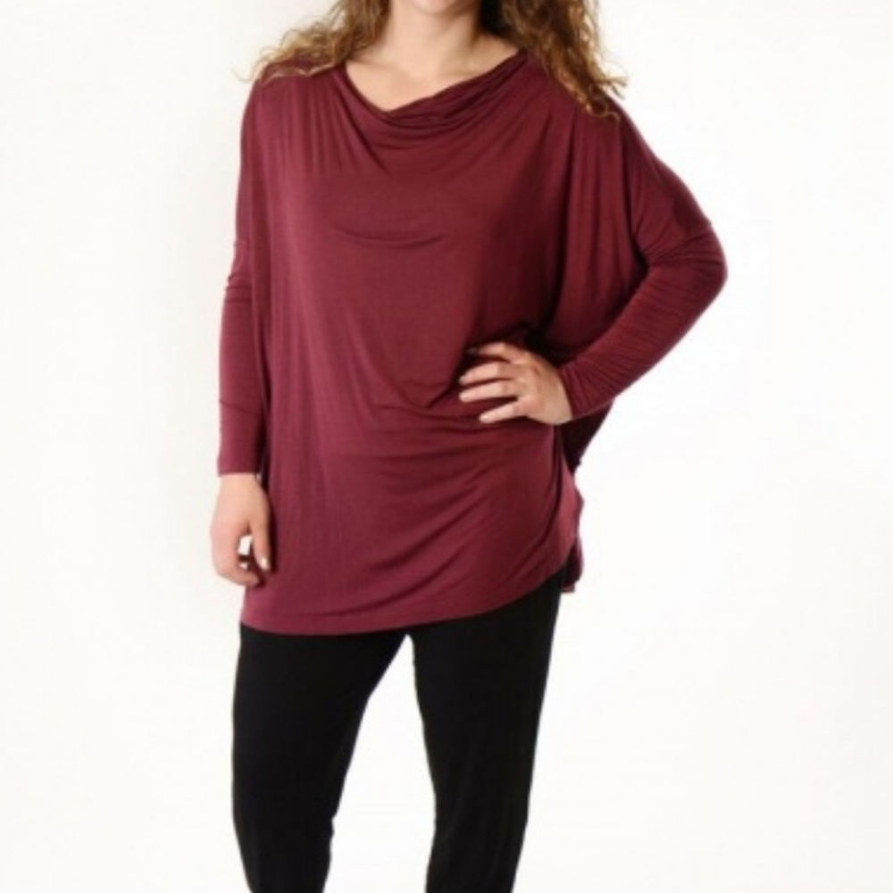 bryn Walker Maroon Drape Tunic